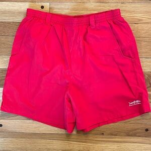 Columbia PFG Red Nylon Swim Shorts Bathing Suit Mesh Lining Size Medium AS IS